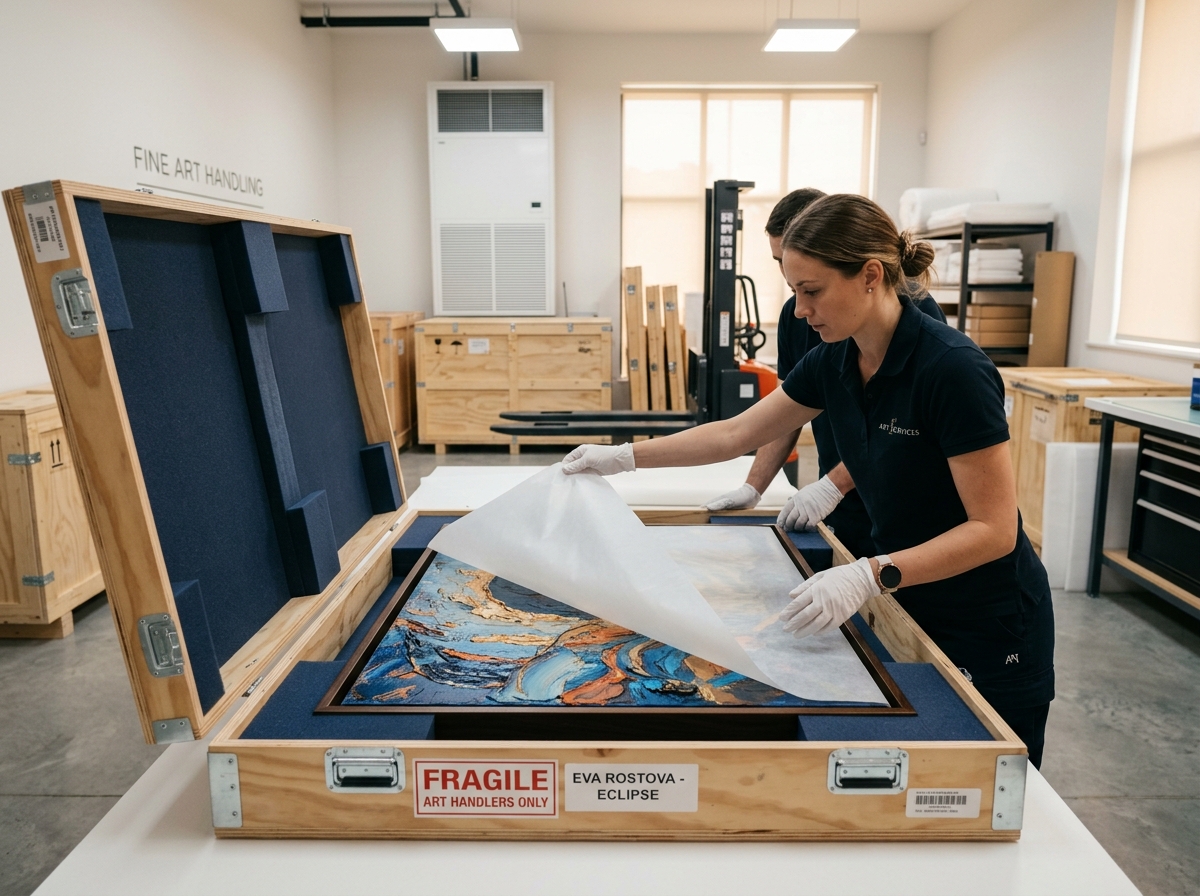 Custom wooden crating constructed for high-value artwork and antique mirrors